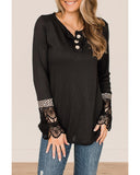 NNEDSZ Exchange Leopard Splicing Buttoned Knit Top - M
