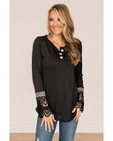 NNEDSZ Exchange Leopard Splicing Buttoned Knit Top - M