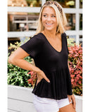 NNEDSZ Exchange Waffle Knit Peplum Top - S