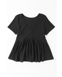 NNEDSZ Exchange Waffle Knit Peplum Top - S