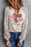 NNEDSZ Exchange Love Always Heart Leopard Color Block Top - L