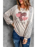 NNEDSZ Exchange Love Always Heart Leopard Color Block Top - L
