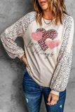 NNEDSZ Exchange Love Always Heart Leopard Color Block Top - M