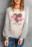 NNEDSZ Exchange Love Always Heart Leopard Color Block Top - M
