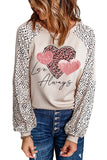 NNEDSZ Exchange Love Always Heart Leopard Color Block Top - M