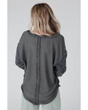 NNEDSZ Exchange Contrast Patched Exposed Seam Henley Top - 2XL