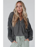 NNEDSZ Exchange Contrast Patched Exposed Seam Henley Top - M