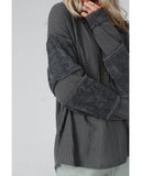NNEDSZ Exchange Contrast Patched Exposed Seam Henley Top - M