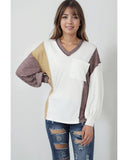 NNEDSZ Exchange Colorblock Patchwork Knit Top - L