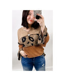NNEDSZ Exchange Leopard Colorblock Patchwork Knit Top - L