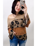 NNEDSZ Exchange Leopard Colorblock Patchwork Knit Top - L