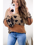 NNEDSZ Exchange Leopard Colorblock Patchwork Knit Top - M