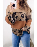 NNEDSZ Exchange Leopard Colorblock Patchwork Knit Top - XL
