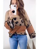 NNEDSZ Exchange Leopard Colorblock Patchwork Knit Top - XL