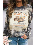 NNEDSZ Exchange Graphic Bleached Top with  Farm Fresh Pumpkins - M