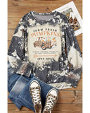 NNEDSZ Exchange Graphic Bleached Top with  Farm Fresh Pumpkins - M