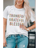 NNEDSZ Exchange Thankful Grateful Blessed Leopard Patchwork T-Shirt - L