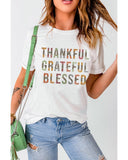 NNEDSZ Exchange Thankful Grateful Blessed Leopard Patchwork T-Shirt - L