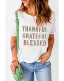 NNEDSZ Exchange Thankful Grateful Blessed Leopard Patchwork T-Shirt - L