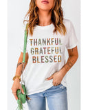 NNEDSZ Exchange Thankful Grateful Blessed Leopard Patchwork T-Shirt - L