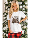 NNEDSZ Azura Exchange Leopard Christmas Tree Graphic Print T-Shirt - 2XL