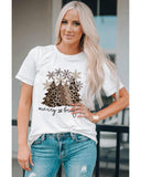 NNEDSZ Azura Exchange Leopard Christmas Tree Graphic Print T-Shirt - 2XL
