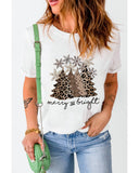 NNEDSZ Azura Exchange Leopard Christmas Tree Graphic Print T-Shirt - 2XL