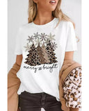 NNEDSZ Azura Exchange Leopard Christmas Tree Graphic Print T-Shirt - S