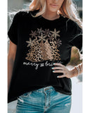 NNEDSZ Azura Exchange Leopard Christmas Tree Graphic Print T-Shirt - 2XL