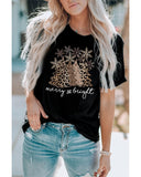 NNEDSZ Azura Exchange Leopard Christmas Tree Graphic Print T-Shirt - 2XL