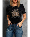 NNEDSZ Azura Exchange Leopard Christmas Tree Graphic Print T-Shirt - L