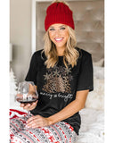 NNEDSZ Azura Exchange Leopard Christmas Tree Graphic Print T-Shirt - M