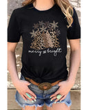 NNEDSZ Azura Exchange Leopard Christmas Tree Graphic Print T-Shirt - S