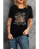 NNEDSZ Azura Exchange Leopard Christmas Tree Graphic Print T-Shirt - S