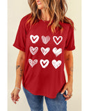 NNEDSZ Exchange Heart Glitter Flocking Pattern Valentines Graphic Tee - S