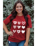NNEDSZ Exchange Heart Glitter Flocking Pattern Valentines Graphic Tee - S