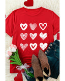 NNEDSZ Exchange Heart Glitter Flocking Pattern Valentines Graphic Tee - S