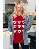 NNEDSZ Exchange Heart Glitter Flocking Pattern Valentines Graphic Tee - S