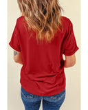 NNEDSZ Exchange Heart Glitter Flocking Pattern Valentines Graphic Tee - S