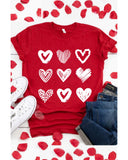 NNEDSZ Exchange Heart Glitter Flocking Pattern Valentines Graphic Tee - S