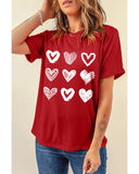 NNEDSZ Exchange Heart Glitter Flocking Pattern Valentines Graphic Tee - S