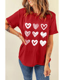 NNEDSZ Exchange Heart Glitter Flocking Pattern Valentines Graphic Tee - S