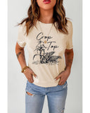 NNEDSZ Exchange Graphic Print Crop Top with Khaki Corn Plant Design - L