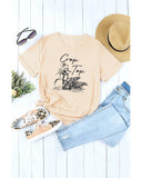 NNEDSZ Exchange Graphic Print Crop Top with Khaki Corn Plant Design - M