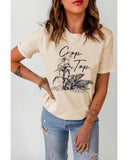 NNEDSZ Exchange Graphic Print Crop Top with Khaki Corn Plant Design - M