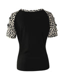 NNEDSZ Exchange Leopard Color Block Cut Out Top - L