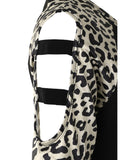 NNEDSZ Exchange Leopard Color Block Cut Out Top - L