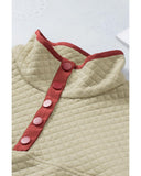 NNEDSZ Exchange Contrast Binding Snap Button Geometric Pullover Sweatshirt - 2XL