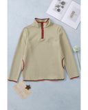 NNEDSZ Exchange Contrast Binding Snap Button Geometric Pullover Sweatshirt - L
