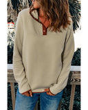 NNEDSZ Exchange Contrast Binding Snap Button Geometric Pullover Sweatshirt - S